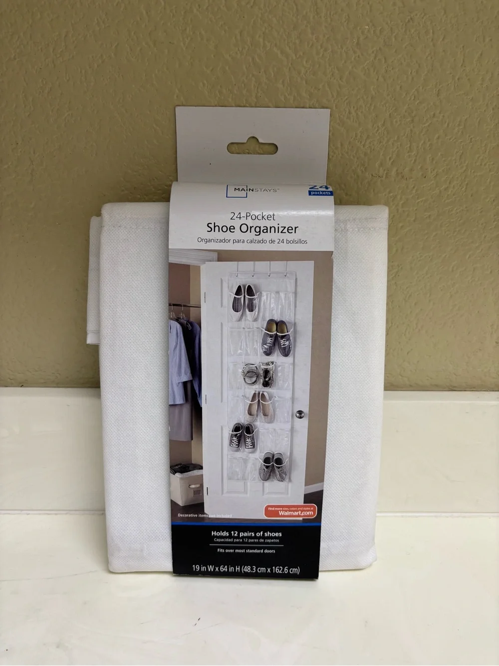 Mainstays White 24-Pocket Over-the-Door Shoe Organizer